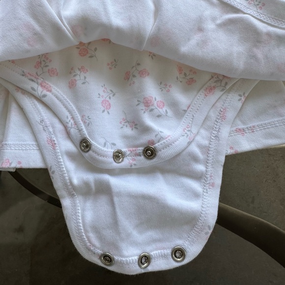 Little Me Pink Floral Long Sleeve Bodysuit Dress in White - Size 6 Months - Picture 4 of 16